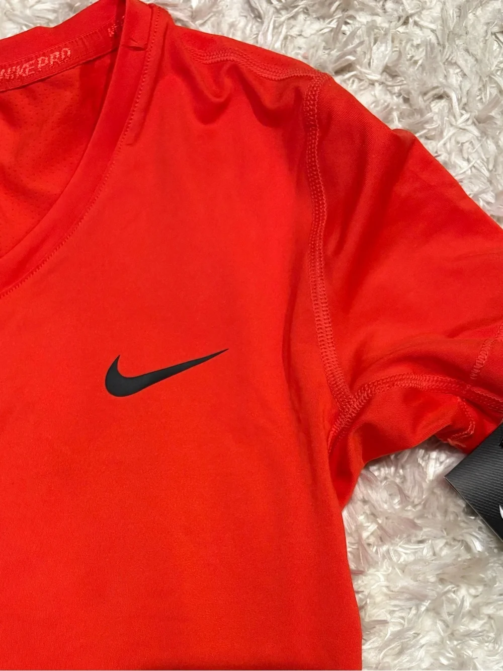 Nike Pro Fire Red / Blood Orange Short Sleeve Performance Tee Dri Fit Running